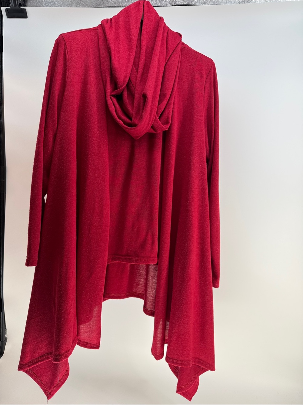 Source Unknown Burgandy 3 piece  Open-Front Drape Cardigan, scarf and camisole
